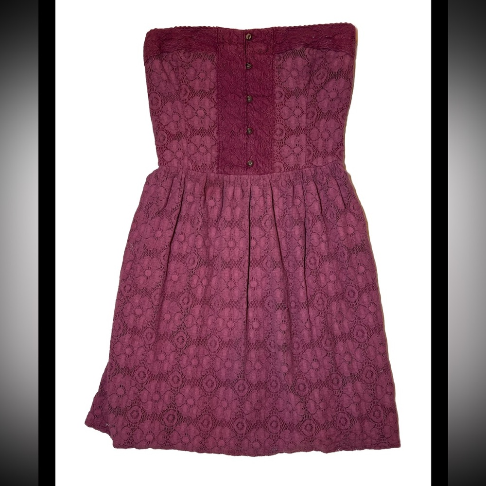 Abercrombie & Fitch Y2K Tube Top Mini Dress Lace Bohemian Romantic Size Medium
